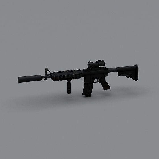 Quiet Hunter 3D Model - Low Polygon Rifle