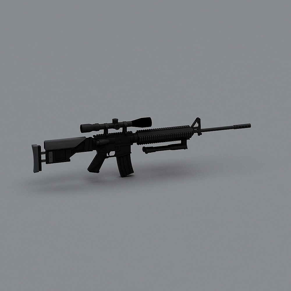 High-Detail Low-Polygon 3D Rifle Model