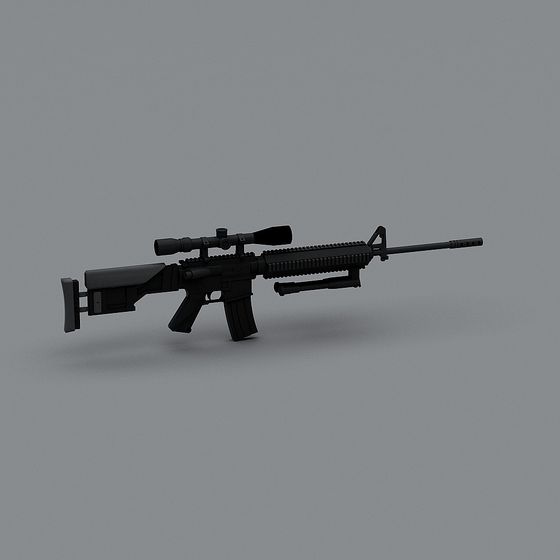 High-Detail Low-Polygon 3D Rifle Model