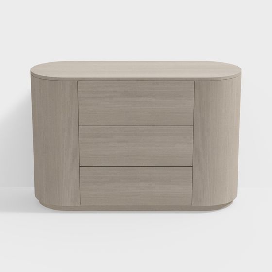 Elegant Curved Bedside Table 3D model for Modern Interiors