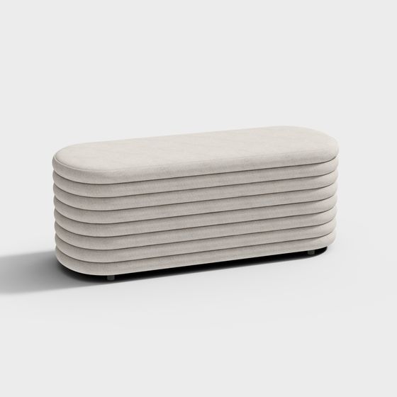 Elegant Oval Ottoman 3D model for Modern Interiors