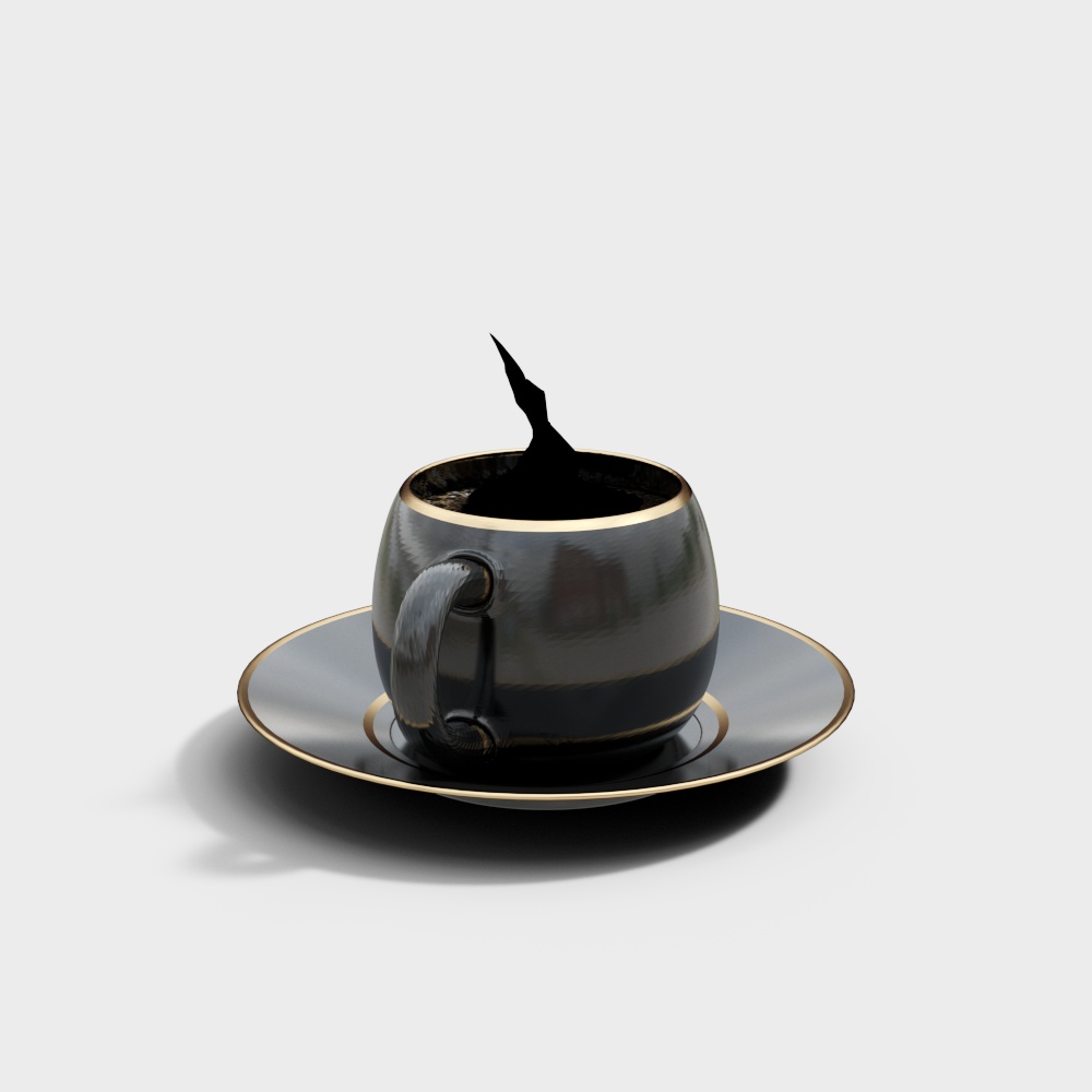 Elegant Ink Aroma Coffee Cup 3D Model – Minimalist Ceramic Design
