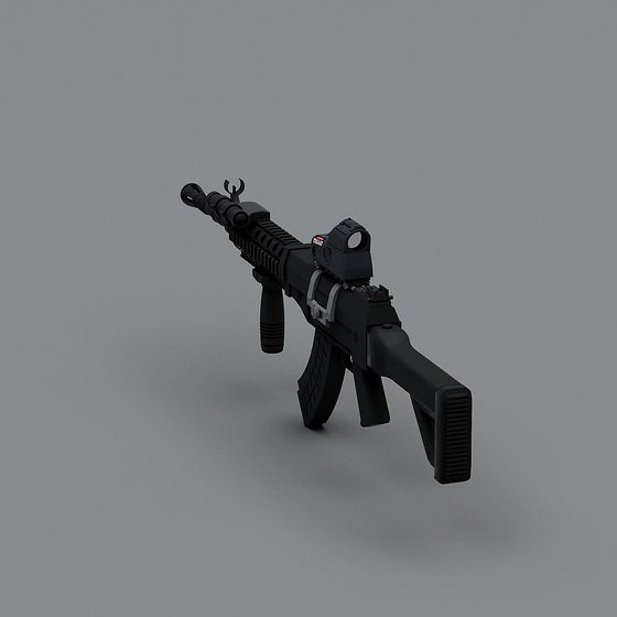 Futuristic Low-Poly 3D Gun Model