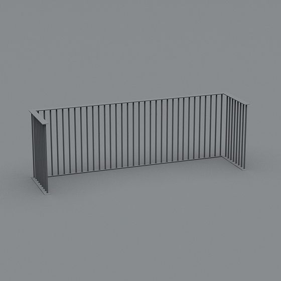 Sleek Metal Railing 3D Model Design