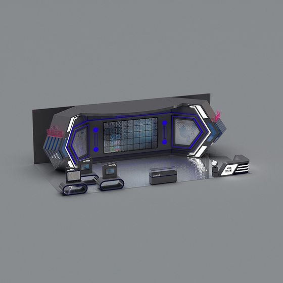 Futuristic Low-Poly Exhibition Stand 3D model