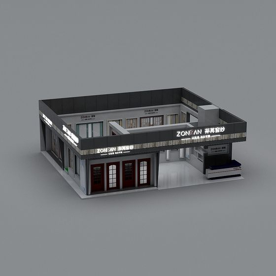 Modern Low-Poly 3D Building Model