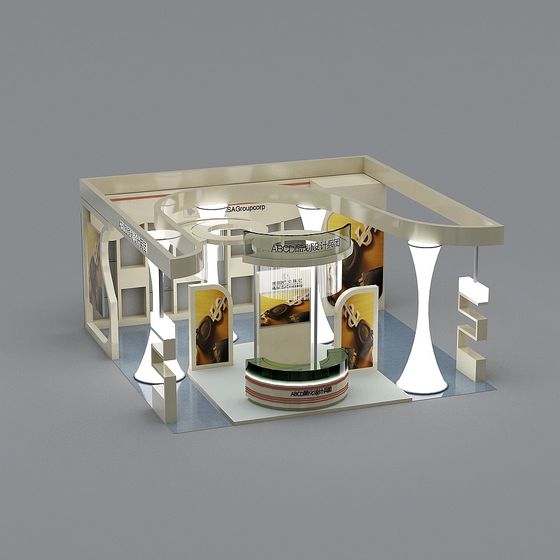 Elegant Low-Polygon Exhibition Space 3D model