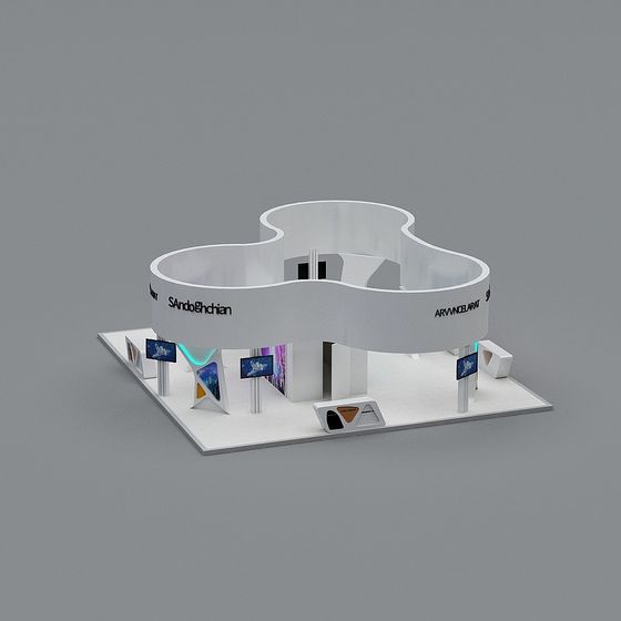 Futuristic Exhibition Hall Low-Poly 3D model