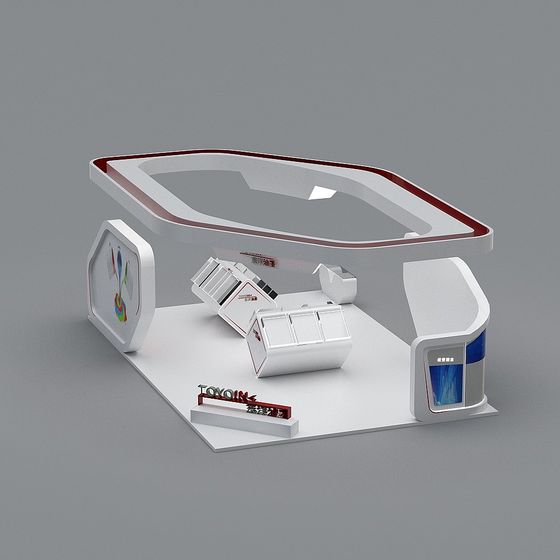 Futuristic Low-Poly Exhibition Stand 3D model