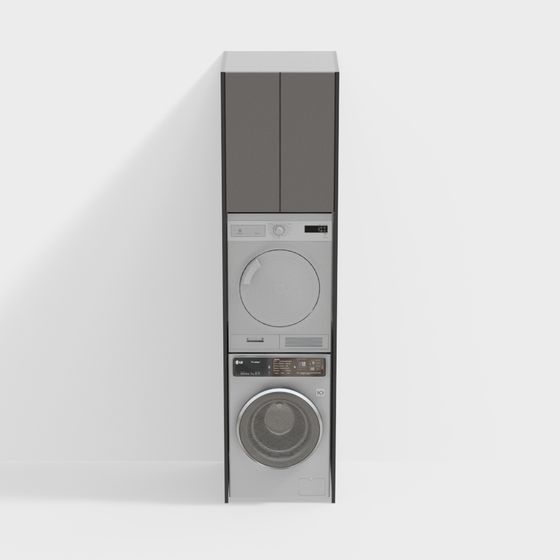 Gray Washing Machine Cabinet 3D Model