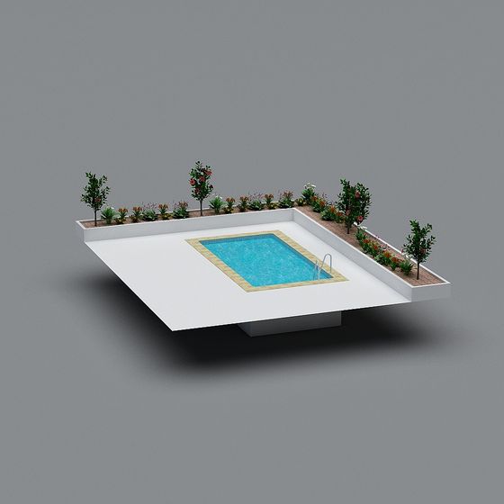 Stylish Low-Polygon Pool 3D Model Design