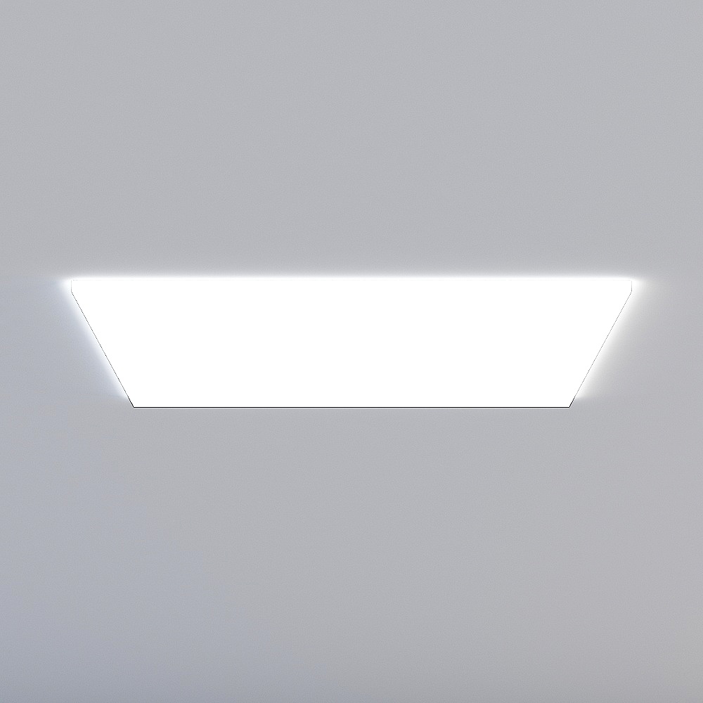 Modern white rectangular ceiling light with soft glow on grey background
