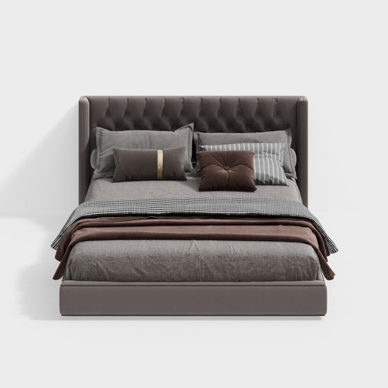 Stylish Low-Poly Bed 3D model for Modern Interiors