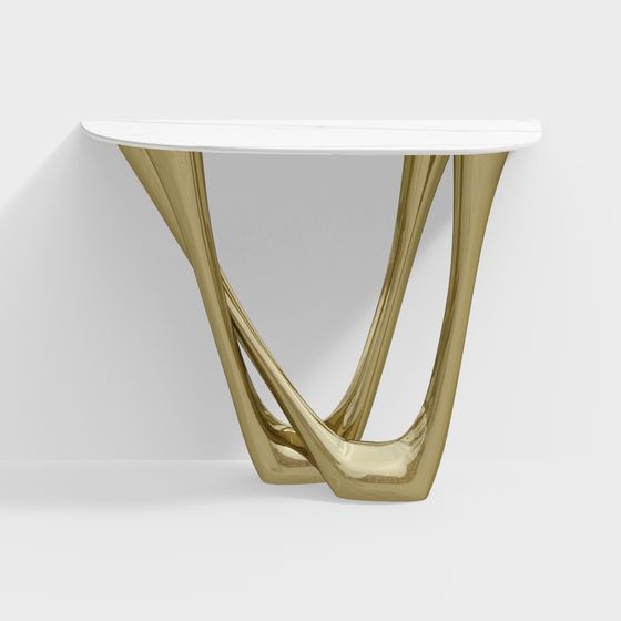 Sleek Gold Side Table 3D model