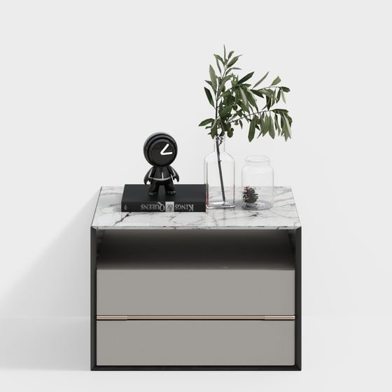 Simple Grey Bedside Table 3D Model