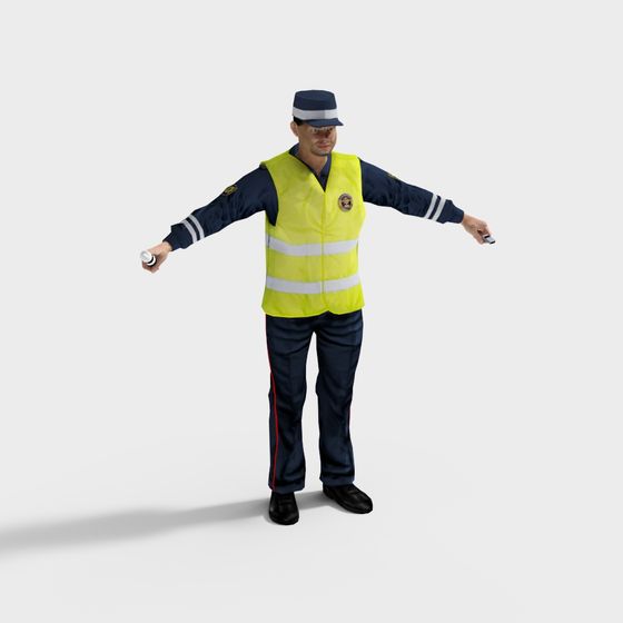 Realistic Traffic Police 3D Model