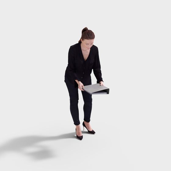 Elegant Urban Woman in Black Suit 3D model