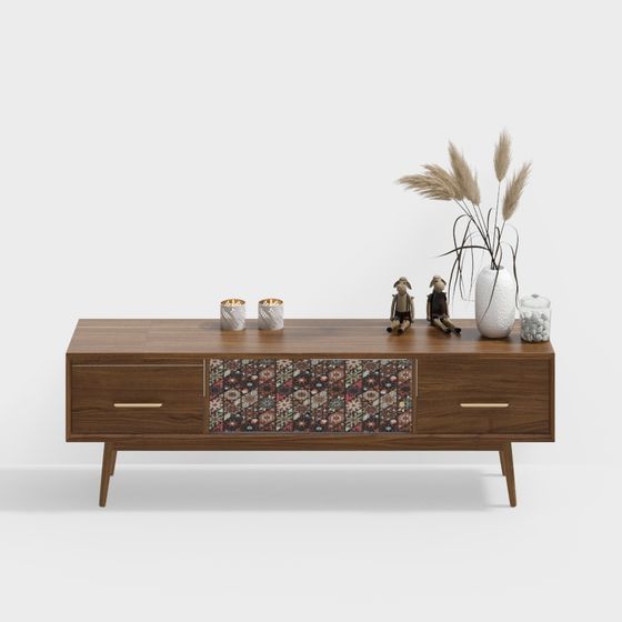 Chic Low-Poly TV Cabinet 3D Model for Contemporary Spaces