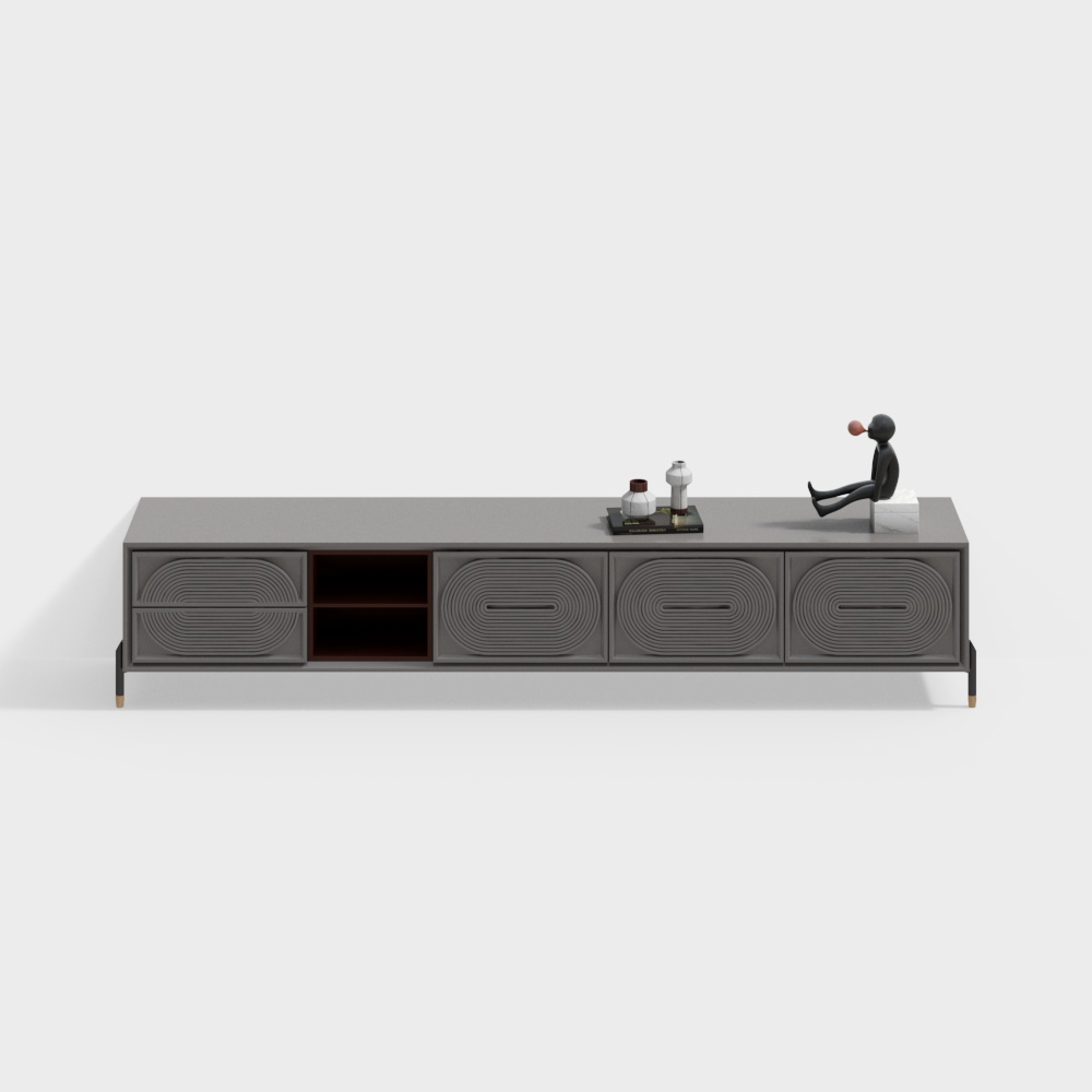 Modern grey minimalist TV cabinet