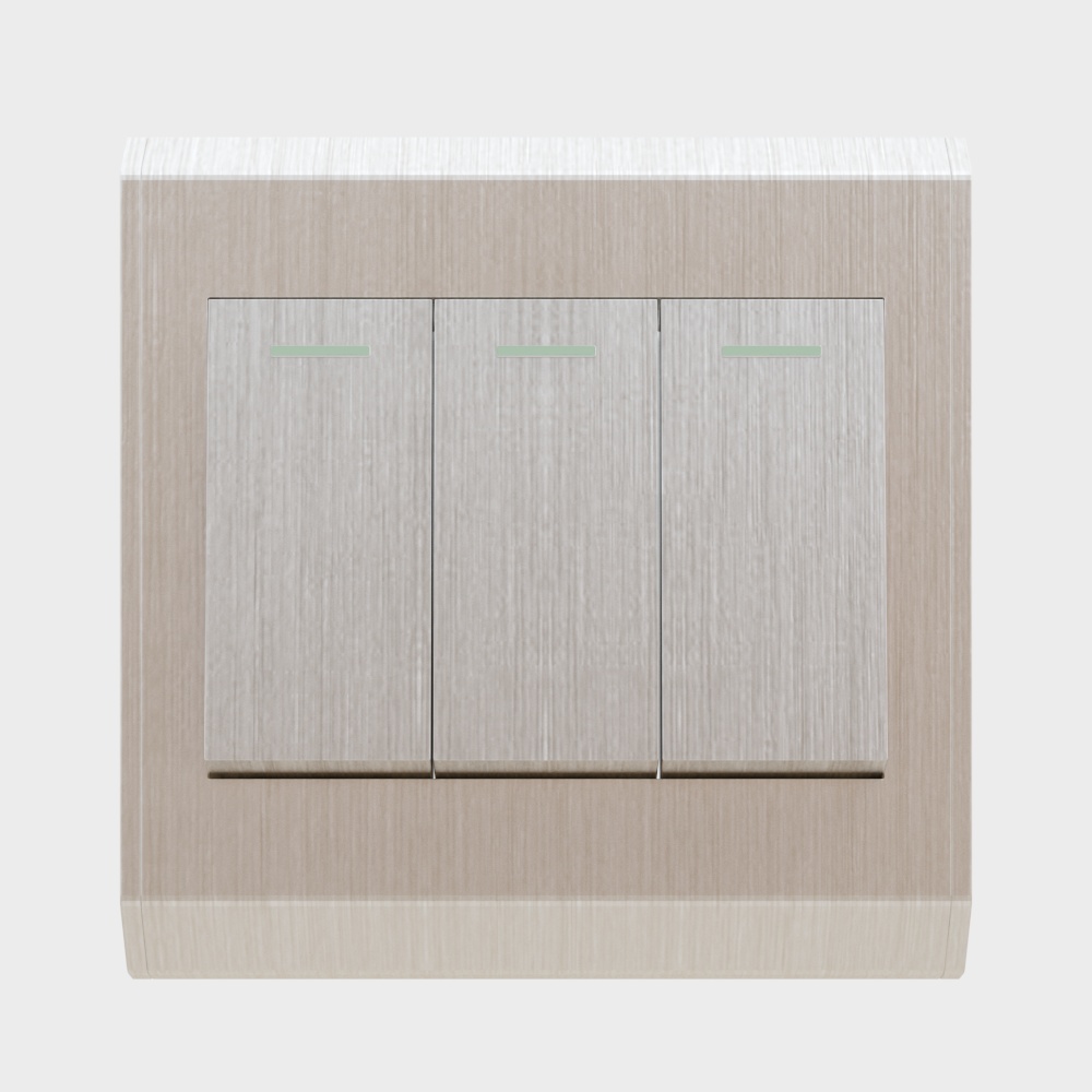 Interrupteur champagne doré à 3 boutons