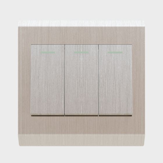 Interrupteur champagne doré à 3 boutons