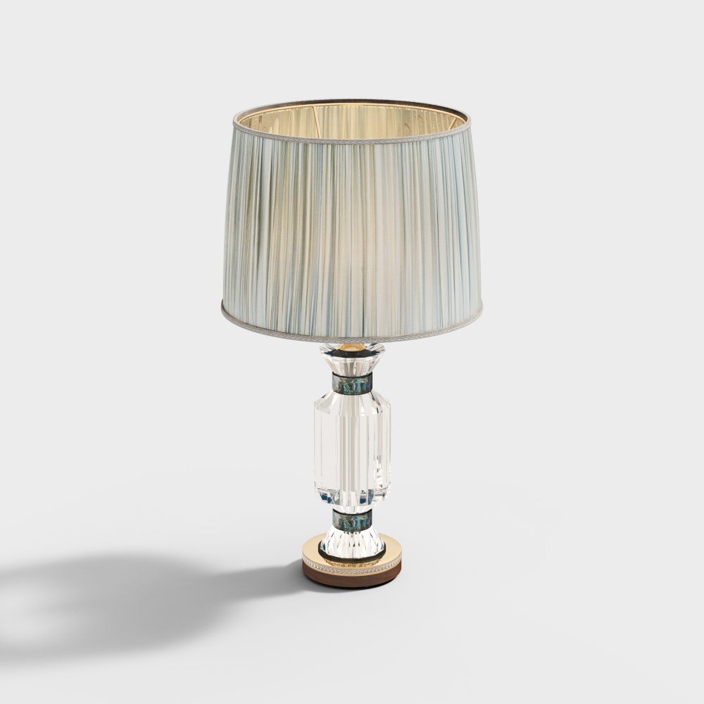 Elegant Crystal Table Lamp 3D Model – Transparent Base