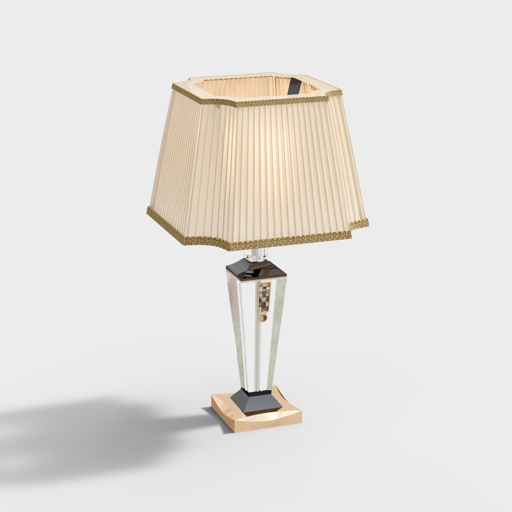 Elegant Low-Poly Table Lamp 3D Model – Hexagonal Shade Design