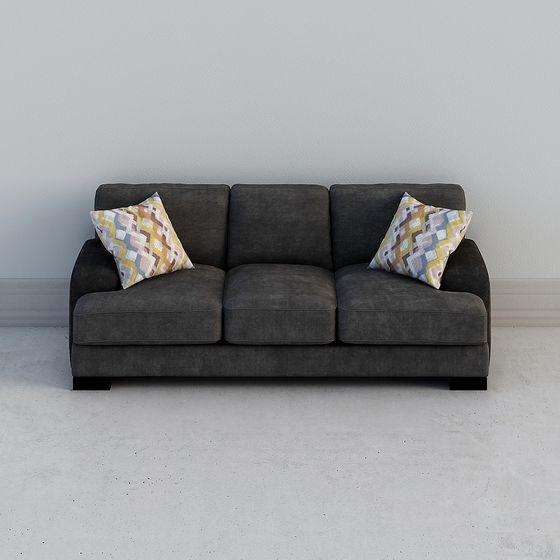 Elegant Grey Low-Poly Sofa 3D model