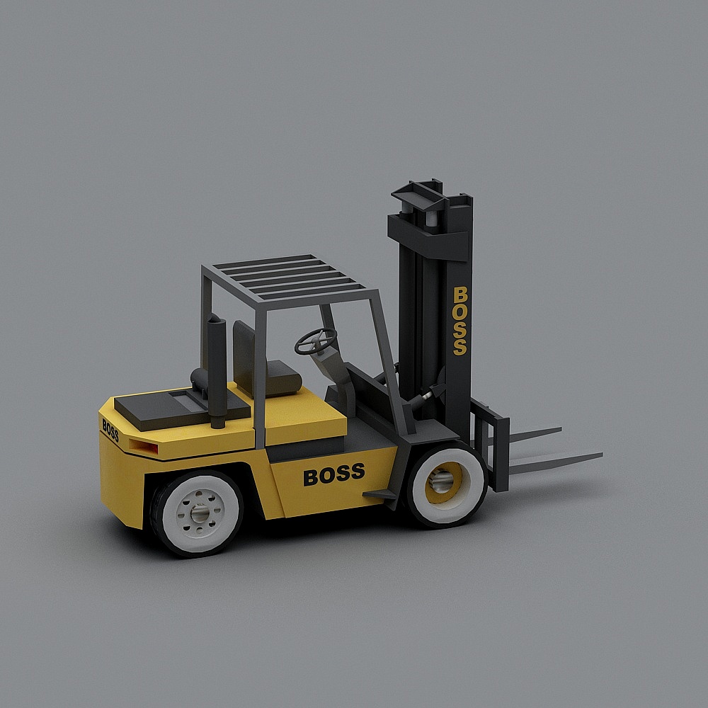 Boss Forklift 3D model with Unique Low-Poly Design