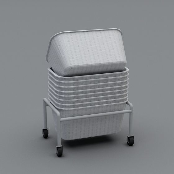 Low-Poly Mobile Storage Basket Cart 3D model