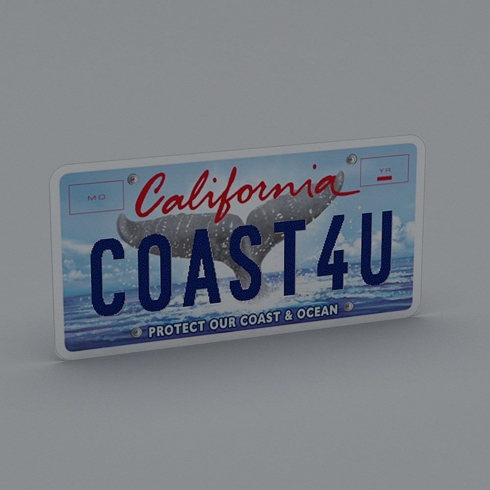 California Coast License Plate 3D model