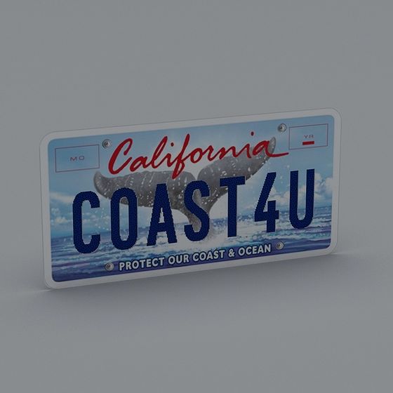 California Coast License Plate 3D model