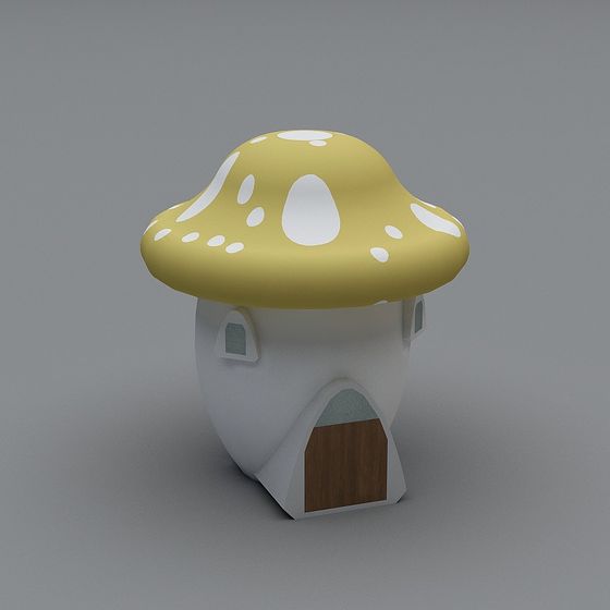 Charming Mushroom House 3D model in a Fantasy Forest