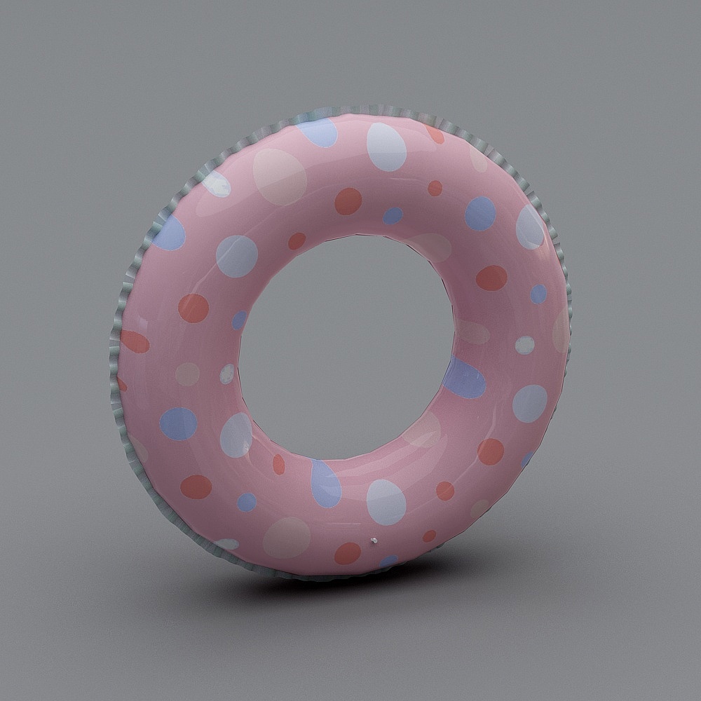 Colorful Polka Dot Lifebuoy 3D model for Summer Fun