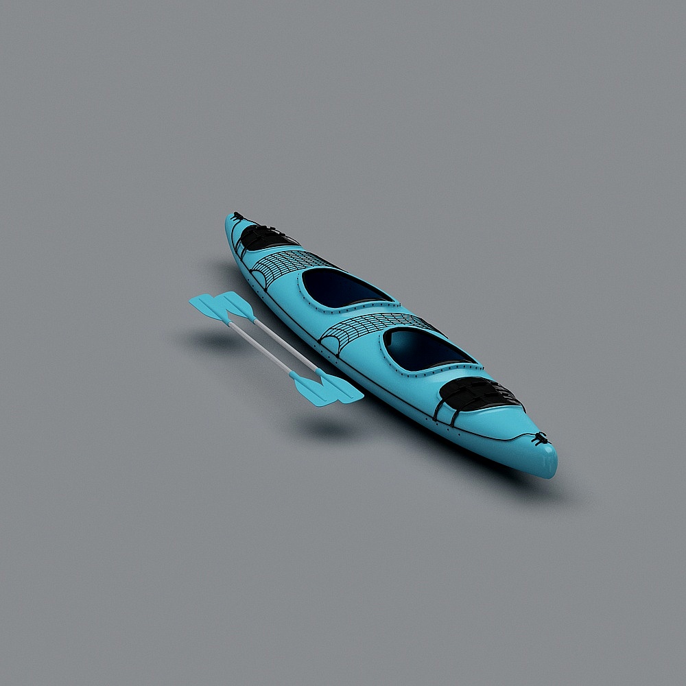 Vibrant Two-Person Kayak 3D Model for Summer Adventures