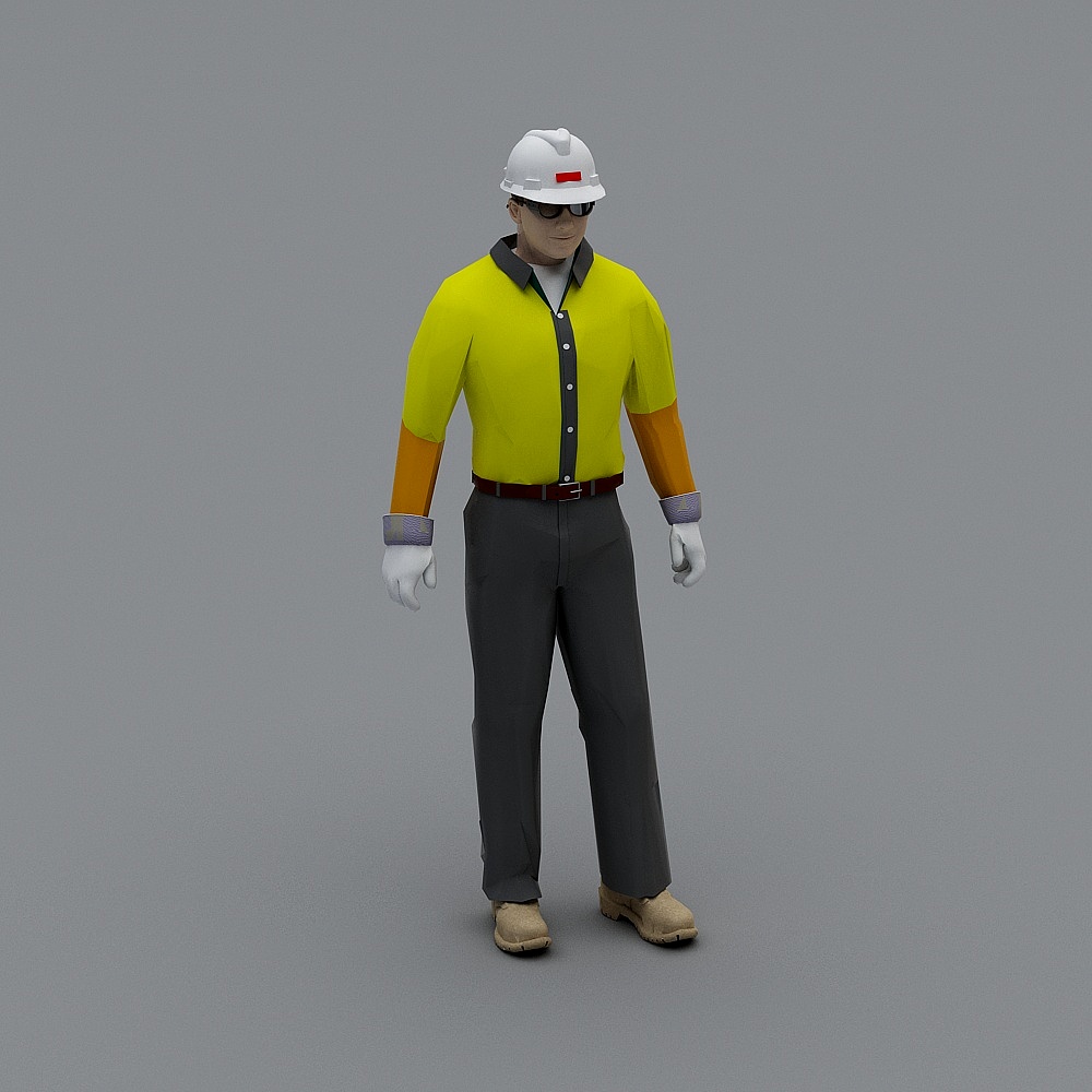 Stylish 3D Model of Construction Worker