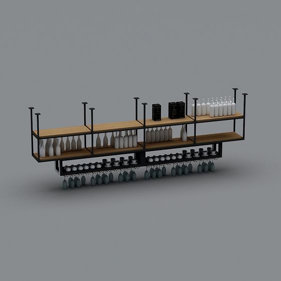 Industrial Style Wine Rack 3D model