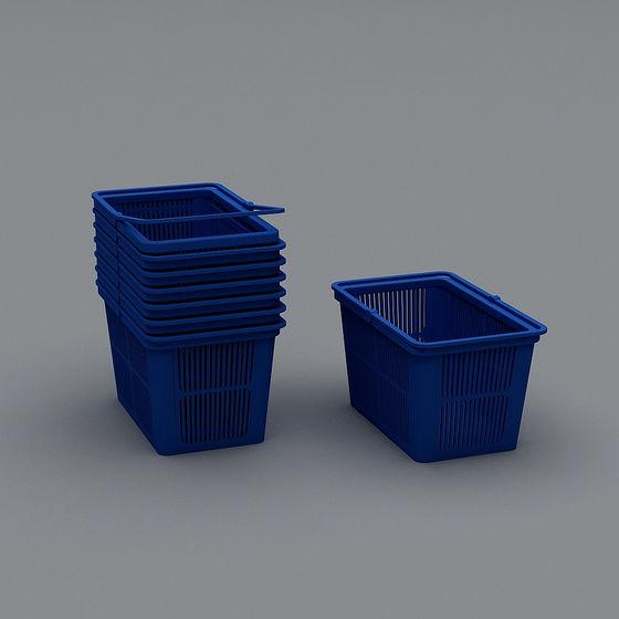 Practical Blue Plastic Basket 3D model