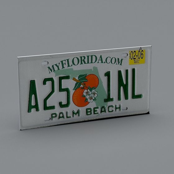Stylish Florida License Plate 3D Model for Creative Projects