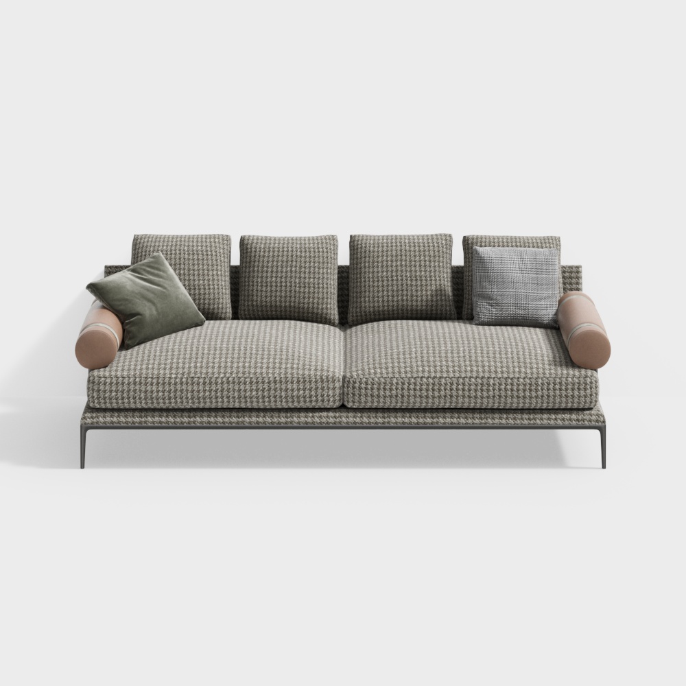 Minotti modern plaid two-seat sofa