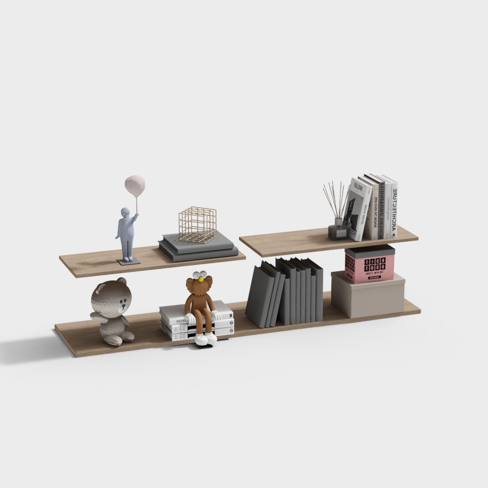Low-Poly High-Detail Bookshelf and Decor Collection 3D model
