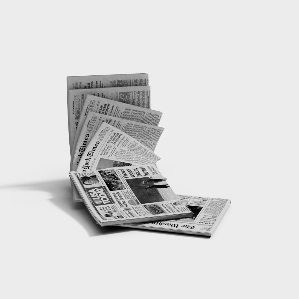 Folded Newspaper Stack 3D Model