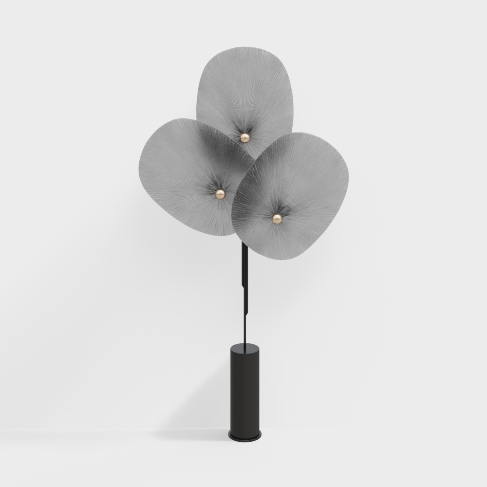 French Roche Bobois grey petal floor lamp