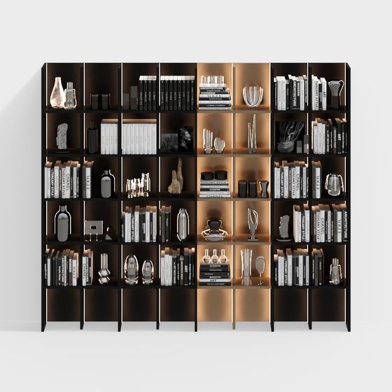 Stylish Low-Poly Bookshelf 3D model