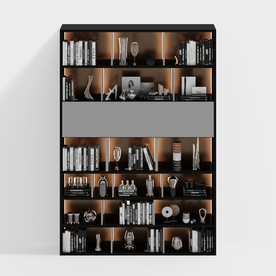 Simple Open Bookcase 3D Model