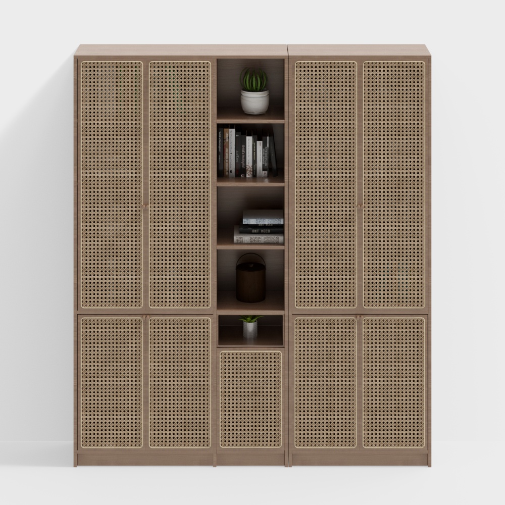 ตู้หนังสือไม้สไตล์วาบิ-ซาบิ