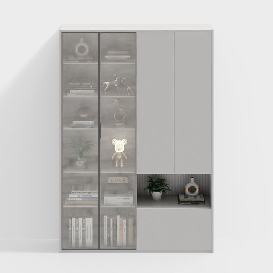 Simple Beige Bookcase 3D Model for Minimalist Spaces