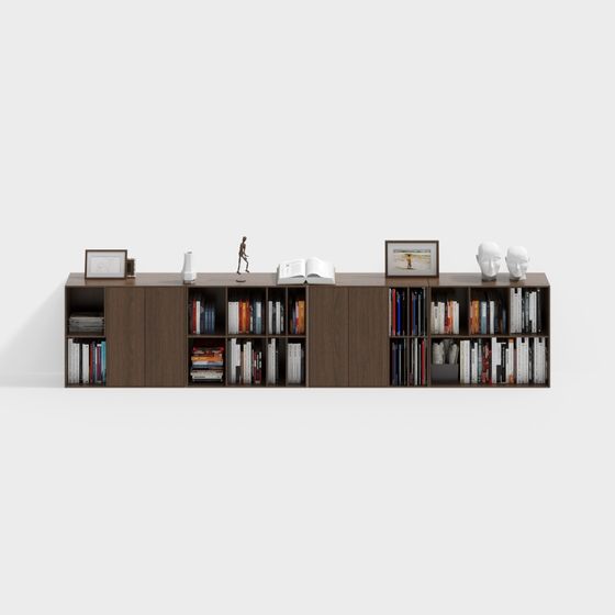 Wooden Nordic Bookcase 3D Model for Cozy Interiors