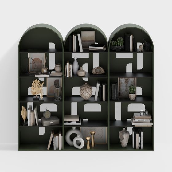 Arched Elegance Bookshelf 3D model
