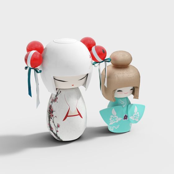 Elegant Japanese Doll 3D model